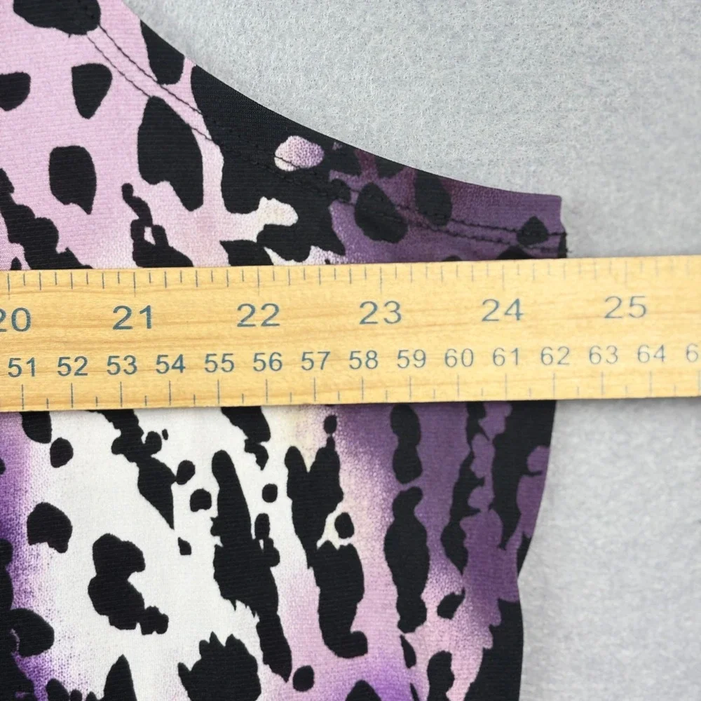 Susan Graver Liquid Knit Tank Top Womens 2X Animal Print Keyhole Neck